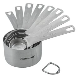 Measuring Cups With 3/4 Cup Measuring Cup Set Of 8, Stainless Steel Measuring Cups, Metal Measuring Cups Stainess Steel, Dry Measuring Cups Set With 2/3 Cup Measuring Cup For Kitchen And Baking