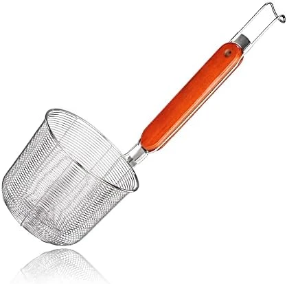 Enta Kitchen Micro-Perforated Stainless Steel Pasta Basket Mesh Spider Food Dumpling Noodle Strainer,Fine Mesh Skimmer Kitchen Fine Sieve Mesh Strainer With Wooden Handle (Strainer, 12cm) 10 Enta Kitchen Micro-Perforated Stainless Steel Pasta Basket Mesh Spider Food Dumpling Noodle Strainer,Fine Mesh Skimmer Kitchen Fine Sieve Mesh Strainer With Wooden Handle (Strainer, 12cm) - Image 8
