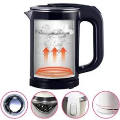 0.5L Small Electric Kettle - Portable Mini Stainless Steel Travel Kettle - Water Touch Inner Surface Without Plastic & Cool Touch Outer Surface (Dark Blue) -KitchenAid Shop 41PUi8cbVcL