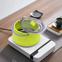Outdoor Red And Green Travel Portable Heating Tea Coffee Rice Cooker Lightweight Silicone Folding Kettle With Handle (Color : D, Size : 15 * 15 * 9.5cm) -KitchenAid Shop 41PX9TOs8bL