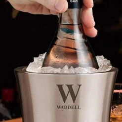 Personalized Wine Chiller Bucket Stainless Steel Custom Name Wine Bottle Cooler Bucket Wine & Champagne Cooler Chiller For Parties, Dinner–Keep Wine & Beverages Cold–Holds Any 750ml Bottle
