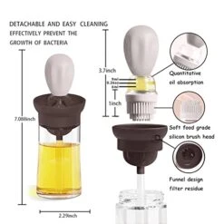 Glass Olive Oil Dispenser Bottle And Brush 2 In 1,Silicone Dropper Measuring Oil Dispenser Bottle For Kitchen Cooking, Baking, Barbecue(Brown,200ml) -KitchenAid Shop 41PXwdLs15L