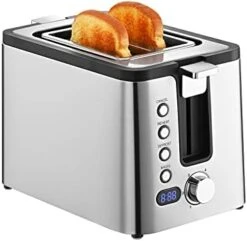 4 Slice Toaster, Long Slot Toaster With Countdown Timer, Bagel / Defrost / Reheat / Cancel Functions,Warming Rack, Removable Crumb Tray, 6 Browning Settings, Extra Wide Long Slots, Stainless Steel Bread Toaster, 1300 Watts -KitchenAid Shop 41PcEAxE7WL. AC