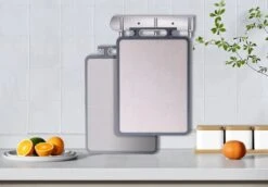 Double Sided Cutting Board,Stainless Steel Cutting Board For Kitchen,Large Size 17.8" X 12.2",Cutting Board For Meat,Cutting Board With Knife Sharpener 12 Double Sided Cutting Board,Stainless Steel Cutting Board For Kitchen,Large Size 17.8" X 12.2",Cutting Board For Meat,Cutting Board With Knife Sharpener -KitchenAid Shop 41PgvPSqbFL