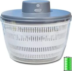 Electric Salad Spinner 4L, Automatic Salad Cleaner Spinner, USB Rechargeable Lettuce Washer Dryer With 1200mAh Battery & BPA Free Bowl, Large Capacity Fruit & Vegetable Storage Spinner (Color : Blue -KitchenAid Shop 41PhOvRfS1L. AC