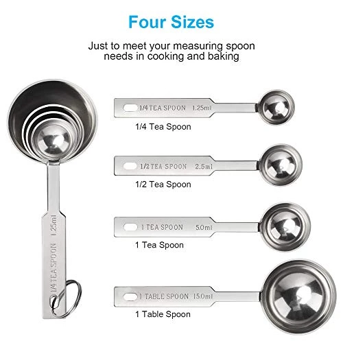 4PCS OstWony Measuring Spoons Set, Includes 1/4 Tsp, 1/2 Tsp, 1 Tsp, 1 Tbsp, Food Grade Stainless Steel Measuring Cups, Tablespoon And Teaspoon For Measure Liquid And Dry Ingredients 4 4PCS OstWony Measuring Spoons Set, Includes 1/4 Tsp, 1/2 Tsp, 1 Tsp, 1 Tbsp, Food Grade Stainless Steel Measuring Cups, Tablespoon And Teaspoon For Measure Liquid And Dry Ingredients - Image 2