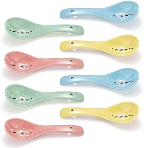 Ceramic Soup Spoons 4 Pieces, Asian Chinese Japanese Korea Porcelain Soup Spoon For Soup, Dumpling, Wonton, Cereal 10 Ceramic Soup Spoons 4 Pieces, Asian Chinese Japanese Korea Porcelain Soup Spoon For Soup, Dumpling, Wonton, Cereal - Image 8