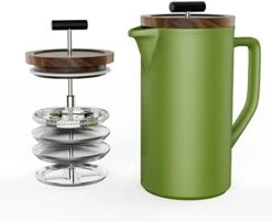 Ceramic French Press Coffee Maker, 22 Ounce French Press Coffee With Walnut Wood Lid, Premium Triple Filters Food Grade Stainless Steel For Good Coffee And Tea, Black -KitchenAid Shop 41Q3rRh1bxL. AC