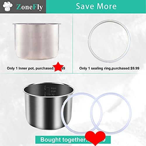 Original 6 Qt Power Cooker XL Replacement Inner Pot With 2 Pack Sealing Ring For Power Pressure Cooker PPC770 PPC771 PPC770-1 PRO PCXL-PRO6 PCTR-16 YBD60-100 WAL1 WAL2 6 Original 6 Qt Power Cooker XL Replacement Inner Pot With 2 Pack Sealing Ring For Power Pressure Cooker PPC770 PPC771 PPC770-1 PRO PCXL-PRO6 PCTR-16 YBD60-100 WAL1 WAL2 - Image 4