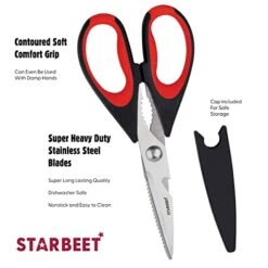 Heavy Duty Kitchen Shears – 6 In 1 Stainless Steel Ultra Sharp Poultry Scissors - Can Also Be Used As Beer Opener, Bottle Opener, Nut Cracker, Fish Scale Shaver & Floral Scissors (Red) 9 Heavy Duty Kitchen Shears – 6 In 1 Stainless Steel Ultra Sharp Poultry Scissors - Can Also Be Used As Beer Opener, Bottle Opener, Nut Cracker, Fish Scale Shaver & Floral Scissors (Red) -KitchenAid Shop 41QKukDwxwL