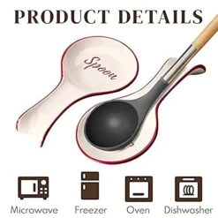 Red Ceramic Spoon Rest For Stove Top - White Spoon Rest For Kitchen Counter - Spanish Ceramic Spoon Rests For Cooking - Large Farmhouse Spoon Rest Ceramic - Utensil Coffee Spoon Holder Rest -KitchenAid Shop 41QMahYvbLL