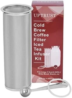 Cold Brew Coffee Maker Filter For 2Quart/64ounce Wide Mouth Mason Jar-Iced Coffee&Tea&Fruit Maker-Food-grade 304 Stainless Steel Coffee Filter-Free Silicone Seal Gasket&Coffee Scoop.(Jar NOT Included) -KitchenAid Shop 41QWF3cvdQL. AC