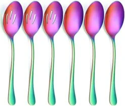 6 Pack Serving Spoons Set, 3 Large Serving Spoons, 3 Slotted Serving Spoons, Stainless Steel Buffet Dinner Restaurant Serving Spoons Set, Catering Serving Utensils For Party Banquet, 9.8 Inch -KitchenAid Shop 41QbY01PltS. AC