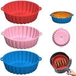 Reusable Air Fryer Silicone Liners Cake Molds 8.5 Inch 2 Pack, Silicone Baking Tray For 5.8QT+ Air Fryer Microwave Toaster Oven, Healthy Durable (Sky Blue+Indigo) -KitchenAid Shop 41Qfb9z7ZRL. AC