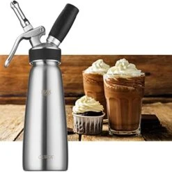 CURTA Professional Whipped Cream Dispenser, 18-8 Stainless Steel Food Grade Cream Whipper, Cream Maker With 3 Decorating Stainless Steel Nozzles, 500ml / 1 Pint Canister, N2O Chargers (Not Included) -KitchenAid Shop 41QhJgmYcUL. AC