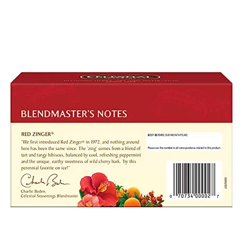 Celestial Seasonings® Hibiscus Tea, Red Zinger Herbal Tea, Caffeine Free, 20 Tea Bags (Pack Of 6) 3 Celestial Seasonings® Hibiscus Tea, Red Zinger Herbal Tea, Caffeine Free, 20 Tea Bags (Pack Of 6)