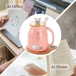 Cat Mug Cute Ceramic Coffee Mugs With Lovely Kitty Lid Cat Paw Spoon Kawaii Coaster Novelty Tea Cup Pink Mug For Women Christmas Mug Mothers Day Gifts Birthday Gifts 380ML -KitchenAid Shop 41QlNEeMFZL