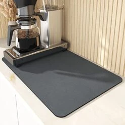 Coffee Mat 20x16 Inch Super Absorbent Quick Dry Dish Drying Mat For Coffee Bar Accessories,Coffee Maker,Coffee Grinder,Coffee Table Decor,Kitchen Counter (Dark Gray)