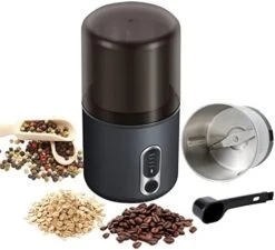 Electric Coffee Grinder, Wireless Powerful Coffee Bean Grinder With USB Rechargeable, Fresh Grind Coffee Grinder For Beans, Spices, Herb And More, Removable Bowl And 304 Stainless Steel Blade -KitchenAid Shop 41QoCOI8NwL. AC