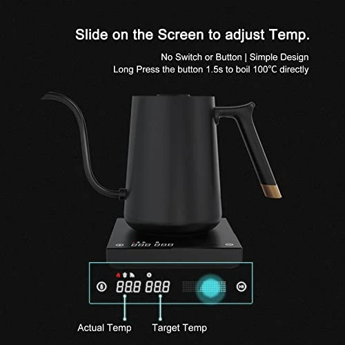 Fish Smart Electric Coffee Kettle 600ML, Gooseneck Pour Over Kettle For Coffee And Tea Variable Temperature Control, Home Edition Black 5 Fish Smart Electric Coffee Kettle 600ML, Gooseneck Pour Over Kettle For Coffee And Tea Variable Temperature Control, Home Edition Black - Image 3