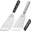 Spatula Set Stainless Steel Thin Metal Egg Spatula Flipper Slotted Frying Turners For Cooking 2pack (11.8inch)