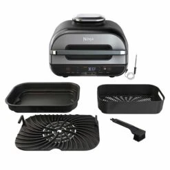Ninja FG551/BG550 Foodi Smart XL 6-in-1 Indoor Grill With 4-Quart Air Fryer Roast Bake Dehydrate Broil And Leave-in Thermometer, With Extra Large Capacity, And A Stainless Steel Finish (Renewed), -KitchenAid Shop 41QzrsQTyyL