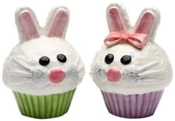 SS-CG-61816, 3.5 Inch Boy And Girl Bunny Cupcake Salt And Pepper Shaker Set