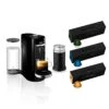 Nespresso VertuoPlus Deluxe Coffee And Espresso Maker Bundle With Aeroccino Milk Frother By De'Longhi, Black with Vertuoline Variety Pack Coffees Included