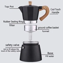Moka Pot, Italian Coffee Pot 6 Cup/10 Oz Stovetop Espresso Maker Stovetop Camping Manual Cuban Coffee Percolator Machine Italian Espresso Greca Coffee Maker Brewer Percolator -KitchenAid Shop 41RFxARySuL