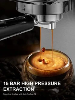 15Bar Espresso Machine, Espresso Maker With Commercial Steamer For Latte And Cappuccino, Expresso Coffee Machine With 42 Oz Removable Water Tank, Full Stainless Steel
