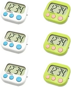 6 Pack Digital Timer For Teacher Small Timers For Kids Magnetic Back Big LCD Display Loud Alarm Minute Second Count Up Countdown With ON/Off Switch For Classroom, Homework, Exercise(3 Blue & 3 White) -KitchenAid Shop 41RGwwqGZaL. AC