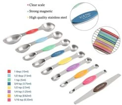 Magnetic Measuring Cups And Spoons Set Including 7 Stainless Steel Heavy Duty Measuring Cup 8 Double Sided Measuring Spoons With 1 Leveler For Dry And Liquid Ingredients (Color) -KitchenAid Shop 41RPz0gzolL