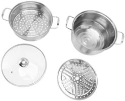 Food Steaming Pot, Food Grade 304 Stainless Steel Multipurpose Steam Pot High Efficiency With Glass Lid For Gas Stove For Home For Electric Furnace(Double Layers) -KitchenAid Shop 41RQDGgCcbL. AC