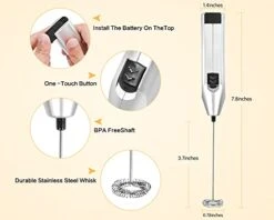 Milk Frother Handheld, Electric Battery Operated Coffee Whisk, Stainless Steel Drink Frappe Mixer, Original Foam Maker, Mini Low Noise Blender For Cappuccino Hot Chocolate Matcha Latte 8 Milk Frother Handheld, Electric Battery Operated Coffee Whisk, Stainless Steel Drink Frappe Mixer, Original Foam Maker, Mini Low Noise Blender For Cappuccino Hot Chocolate Matcha Latte -KitchenAid Shop 41RUQFO2OAS