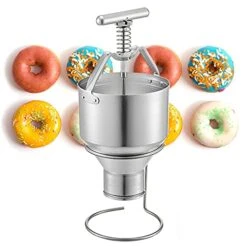Doughnut Dispenser, 5L Manual Donut Depositor Food-Grade Aluminum Donut Maker Dropper Adjustable Thicknesses Mini Donut Press With Stand Donut Batter Dispenser For Restaurant And Kitchen