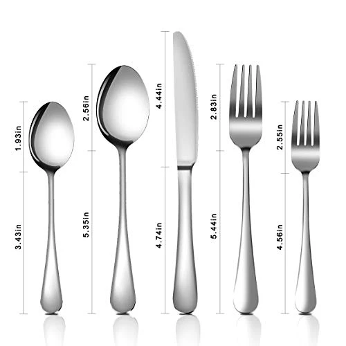 Ilverware Set,MASSUGAR 20-Piece Silverware Flatware Cutlery Set, Stainless Steel Utensils Service For 4, Include Knife/Fork/Spoon, Mirror Polished (Silver) 6 Ilverware Set,MASSUGAR 20-Piece Silverware Flatware Cutlery Set, Stainless Steel Utensils Service For 4, Include Knife/Fork/Spoon, Mirror Polished (Silver) - Image 4