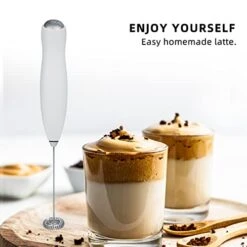 Handheld Electric Milk Frother, Battery Powered, With Stand And 316 Stainless Steel Stirrer For Coffee Smoothies, Cappuccinos, Lattes, Matcha, Egg Stirring -KitchenAid Shop 41RiZ4Av3CL