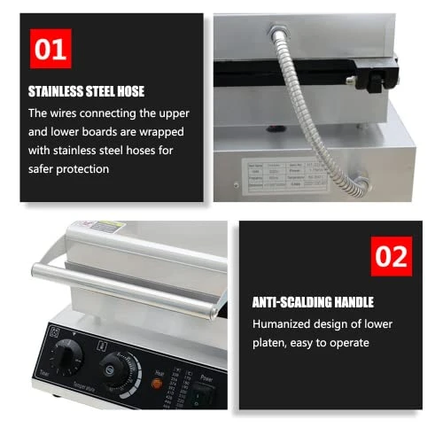 Commercial Ice Cream Cone Waffle Maker Machine With Crispy Waffle Cone Mold, 1500W Stainless Steel Egg Roll Cone Baker Waffle Roll Maker W/ Non-Stick Coating, Temp & Time Control 7 Commercial Ice Cream Cone Waffle Maker Machine With Crispy Waffle Cone Mold, 1500W Stainless Steel Egg Roll Cone Baker Waffle Roll Maker W/ Non-Stick Coating, Temp & Time Control - Image 5