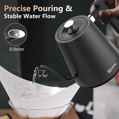 Electric Gooseneck Kettle, Electric Kettle With Heating Base With Buttons And LED Display, Pure Stainless Steel Inner Electric Tea Kettle, 1200W Fast Heating, Pour Over Coffee Kettle, 0.8L -KitchenAid Shop 41RrhKP38wL