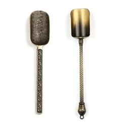 GENERIC 2pcs Vintage Loose Leaf Tea Scoops Coffee Scooper Copper Metal Long Handle Teaspoon And Tablespoon Measuring Spoons (2TBS -1)