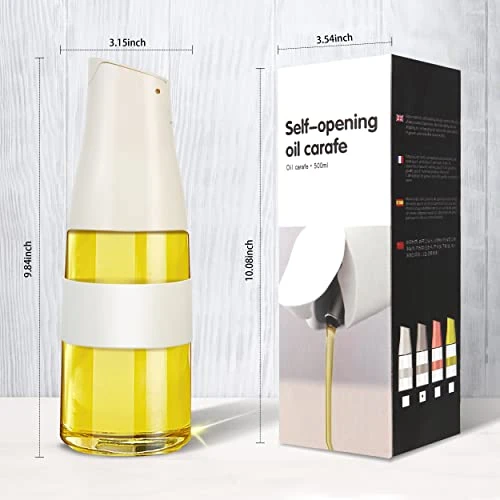 17oz Glass Olive Oil Dispenser, Oil And Vinegar Dispenser Set With Stainless Steel Pourers, Weighted Pourer, Drip Free Spout Oil Dispenser Bottle For Kitchen(White + Grey) 8 17oz Glass Olive Oil Dispenser, Oil And Vinegar Dispenser Set With Stainless Steel Pourers, Weighted Pourer, Drip Free Spout Oil Dispenser Bottle For Kitchen(White + Grey) - Image 6