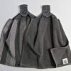 Set Of 2 Gray Doubled Chevron Design Hanging Kitchen Towels With Gray Cotton Crochet Top - Best Quality