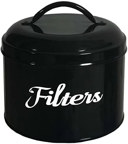 Coffee Filter Holder For Counter, Coffee Filter Holder Storage White Enamelware Basket Container Round With Lid, Rustic Farmhouse Coffee Bar Décor 6 Coffee Filter Holder For Counter, Coffee Filter Holder Storage White Enamelware Basket Container Round With Lid, Rustic Farmhouse Coffee Bar Décor - Image 4