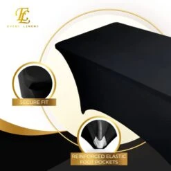 Black 6ft Tablecloth Rectangular Spandex Linen - Table Cloth Fitted Cover For 6 Foot Folding Table, Wedding Linens Banquet Cloths Rectangle Covers -KitchenAid Shop 41S03EYTRLL