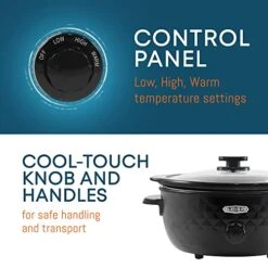 MST1234BX Diamond Pattern Slow Cooker Removable, Dishwasher-Safe Stoneware Pot With Tempered Glass Lid, Cool-Touch Handles, 6 Quart, Charcoal Black 9 MST1234BX Diamond Pattern Slow Cooker Removable, Dishwasher-Safe Stoneware Pot With Tempered Glass Lid, Cool-Touch Handles, 6 Quart, Charcoal Black -KitchenAid Shop 41S06shK1AL