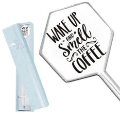 Funny Coffee Stir Sticks Engraved With Wake Up And Smell The Coffee Stainless Steel Reusable Beverage Drink Stirrer, Novelty Humor Gift For Tea Coffee Lover Men Women Dad Mom Xmas Birthday