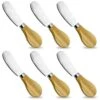 Cheese Spreaders With Bamboo Handle, 5 Inch Stainless Steel Butter Spreader, Deluxe Sandwich Cream Cheese Condiment Knives- 6Pieces