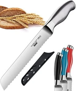 Serrated Bread Knife With Upgraded Stainless Steel Razor Sharp Wavy Edge Width - Bread Cutter Ideal For Slicing Homemade Bread, Bagels, Cake (8-Inch Blade With 5-Inch Handle)