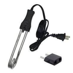 6.5’’ Travel Immersion Water Heater With On/Off Switch, 300W, 110V. Portable Stainless-Steel Electric Boiler For Heating Water In Cup To Make Coffee, Tea, Beverages