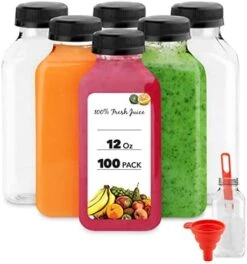 8 Oz Juice Bottles With Caps For Juicing (100 Pack) - Reusable Clear Empty Plastic Bottles - 8 Oz Drink Containers For Mini Fridge, Juicer Shots - Mini Water Bottles - Includes Labels, Brush & Funnel -KitchenAid Shop 41SJbL5tfL. AC